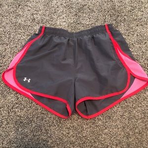 Under armour grey running shorts small grey pink